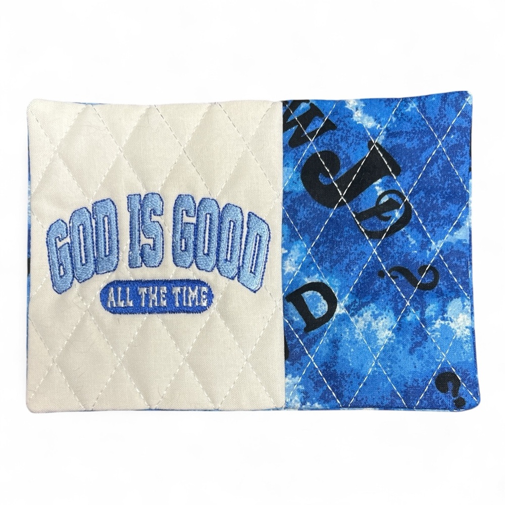 Hand Crafted Embroidered Mug Rug God is Good All The Time Inspirational Gift